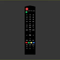 Black Electronic Remote Control with Colorful Buttons Red Power Button and Function Buttons