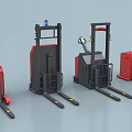 Modern Red Electric Industrial Equipment Forklift Trucks With Black Frames And Control Panels
