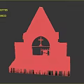 Red Brick Building With Arched Gate Gable Top Sculpture Iron Gate And Grass Base