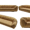 Modern Brown Pleated Sectional Sofa With Stylish Design And Comfortable Seating 3d model