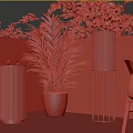 Outdoor Lights Modern Sleek Design for Patio with Potted Plant and Chair Creating Warm Glow