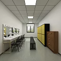 Spacious Vanity Room With Mirror Vanity Tables Black Chairs Yellow Lockers Bench And Wooden Chest