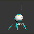 Game and Movie Character Spherical Sci Fi Robot With Blue White Antenna And Spider Legs