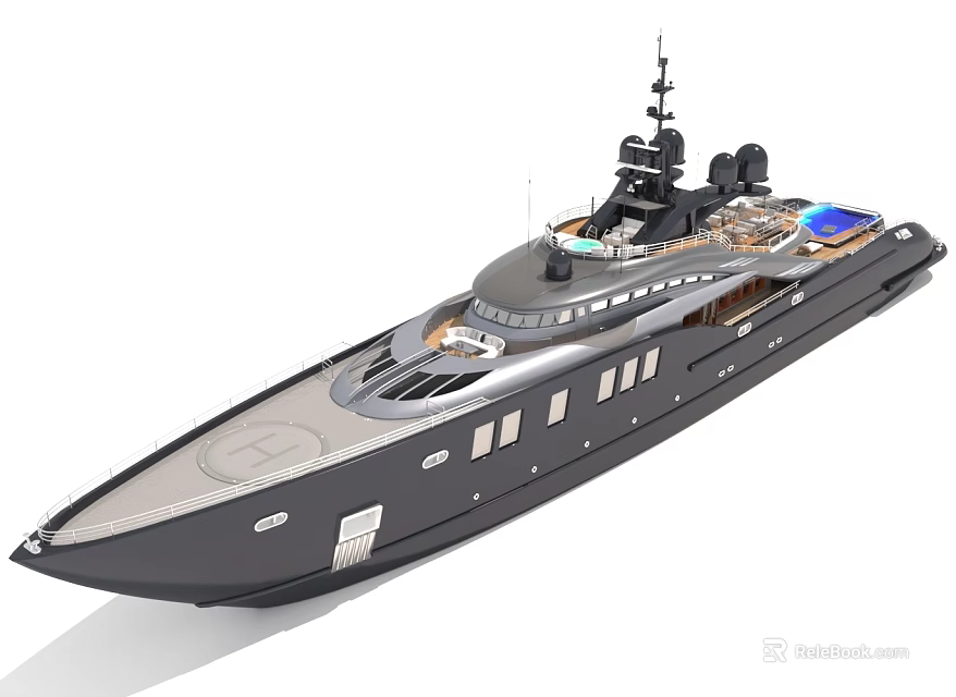 Modern Luxury Yacht With Sleek Exterior And Upper Deck Amenities 3d model 