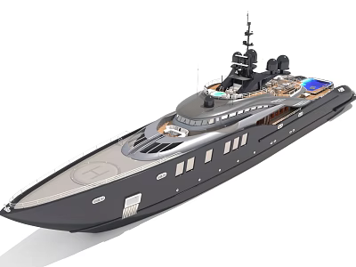 Modern Luxury Yacht With Sleek Exterior And Upper Deck Amenities 3d model