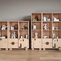 Wooden Entryway Side Cabinet with Cute Animal Shaped Doors and Toys Books Decorations