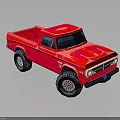 Red Vintage Pickup Truck With Single Cab Shiny Body And Large Tires