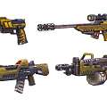 Science Fiction Gun A Group of Pistols Cyberpunk Guns Game Gun Low Face Number Low Model Simple Model Game Sub-era Movie and TV Level Super Realism 3d model