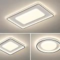 Modern Flush Mount Ceiling Lights with Rectangular Square Round Designs and White LED Lighting 3d model