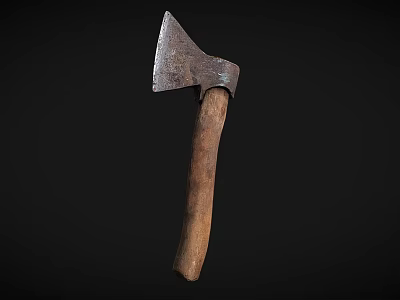Vintage Axe With Rustic Metal Head And Natural Wooden Handle 3d model