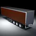 Brown Curtain Side Truck Trailer With Silver Roof And Multiple Wheels