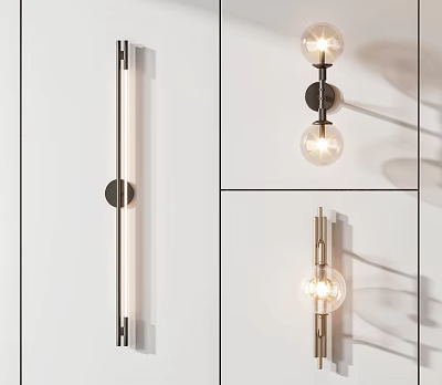 Modern Minimalist Wall Sconces With Spherical Glass Bulbs And Metal Frames 3d model