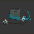 Unique Blue Small Vehicle With Two Red Seats And Metal Frame