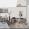 Modern Loft Interior With Open Living Area Kitchen Sofa Staircase And Pendant Light