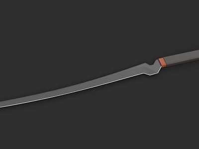 Modern Designed Weapon Knife With Long Slender Blade And Brown Red Handle 3d model