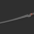 Modern Designed Weapon Knife With Long Slender Blade And Brown Red Handle 3d model