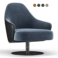 Dark Blue Velvet Single Sofa With Black Armrest And Metal Pole Base