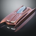 Futuristic Copper Colored Car Featuring Streamlined Design Transparent Roof Dark Background And Reflection