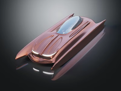 Futuristic Copper Colored Car Featuring Streamlined Design Transparent Roof Dark Background And Reflection 3d model
