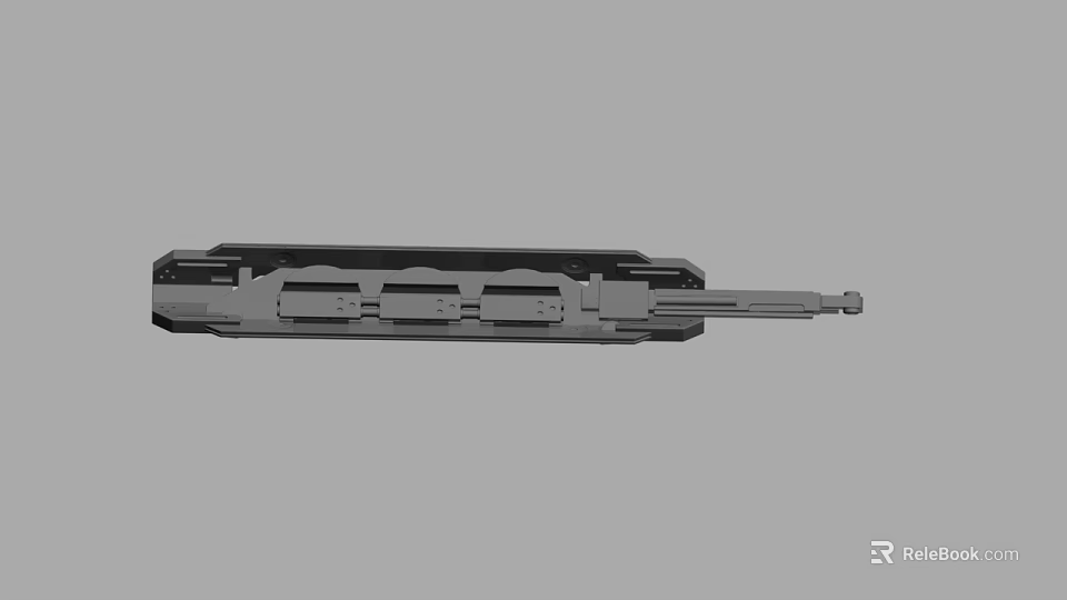 Gray Elongated Mechanical Component With Sliding Rail And Industrial Design Features 3d model 