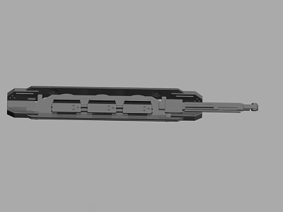 Gray Elongated Mechanical Component With Sliding Rail And Industrial Design Features 3d model