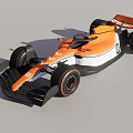 Orange and white race car featuring streamlined aerodynamic bodywork and large performance wheels 3d model