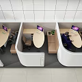 Modern Office Cubicles With Work Desks Computers Plants And Seating For Collaborative Workspace 3d model