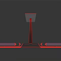 Indoor Basketball Court 3D Design With Red Hoops And Blue Court Lines