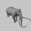 Realistic Mammoth 3D Model With Long Curved Tusks And Gray Body