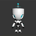 Cute White Robot With Blue Eyes Antenna And Black Joints
