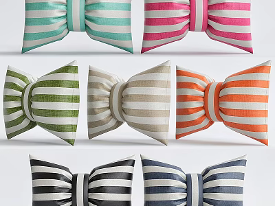 Stylish Bow Shaped Striped Throw Pillows in Pastel and Bold Colors for Home Decor 3d model