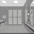 Modern Pantry Interior Design With White Cabinets Mirrors And Recessed Lighting
