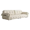 White Modern Double Sofa With Tufted Design And Comfortable Curved Armrests 3d model