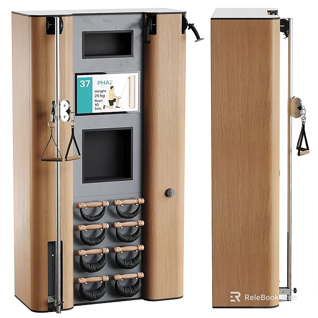 Wall Mounted Sports Training Equipment With Multiple Grips Storage And Display Screen For Plates 3d model 
