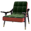 Stylish Accent Chair With Patterned Red Upholstery Black Wooden Arms And Gold Decor Accents