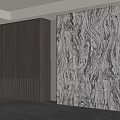 Modern Wardrobe Interior Design With Marble Texture And Wooden Panel 3d model