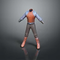 3D Character Outfit With Blue Shirt Sleeves Orange Vest Brown Pants And Boots