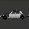 Classic Black And White Police Car With Red Blue Lights And Badge