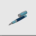 Fountain Pen with Blue and Light Blue Striped Design Metal Cap and Silver Nib