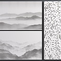 New Chinese Landscape Painting Perforated Plate Landscape Painting Punched Background Wall Gradient Perforated Plate Perforated Wall Plate Mine Screen Moire Wave Dot Plate 3d model