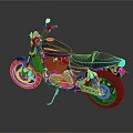 Black Motorcycle with Orange Accents Modern Design Leather Seat and Chrome Exhaust