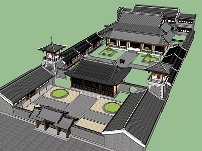 Ancient Chinese Architecture Classic Courtyard Design With Traditional Pavilions And Roofs 3d model