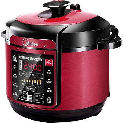 Midea Red And Black Electric Pressure Cooker With Digital Display And Control Panel 3d model