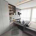 Modern Minimalist Tatami Bedroom Interior With Desk Window And Soft Lighting