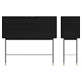Modern Console Sideboard Cabinet With Black Wooden Texture And Gold Legs