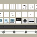Modern Switch Panels With Various Socket Types Digital Displays And Controls