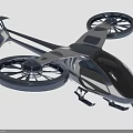 Futuristic Flying Vehicle With Two Large Rotors Aerodynamic Body And Gray Black Design