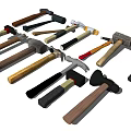 Various Types of Hammers with Different Handle Materials as Hardware Tools