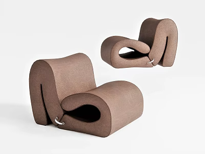 Modern Single Sofa With Curved Design Soft Fabric Upholstery And Ergonomic Shape 3d model