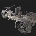 Vintage Motorcycle With Sidecar Black Seat Metal Frame And Rustic Look